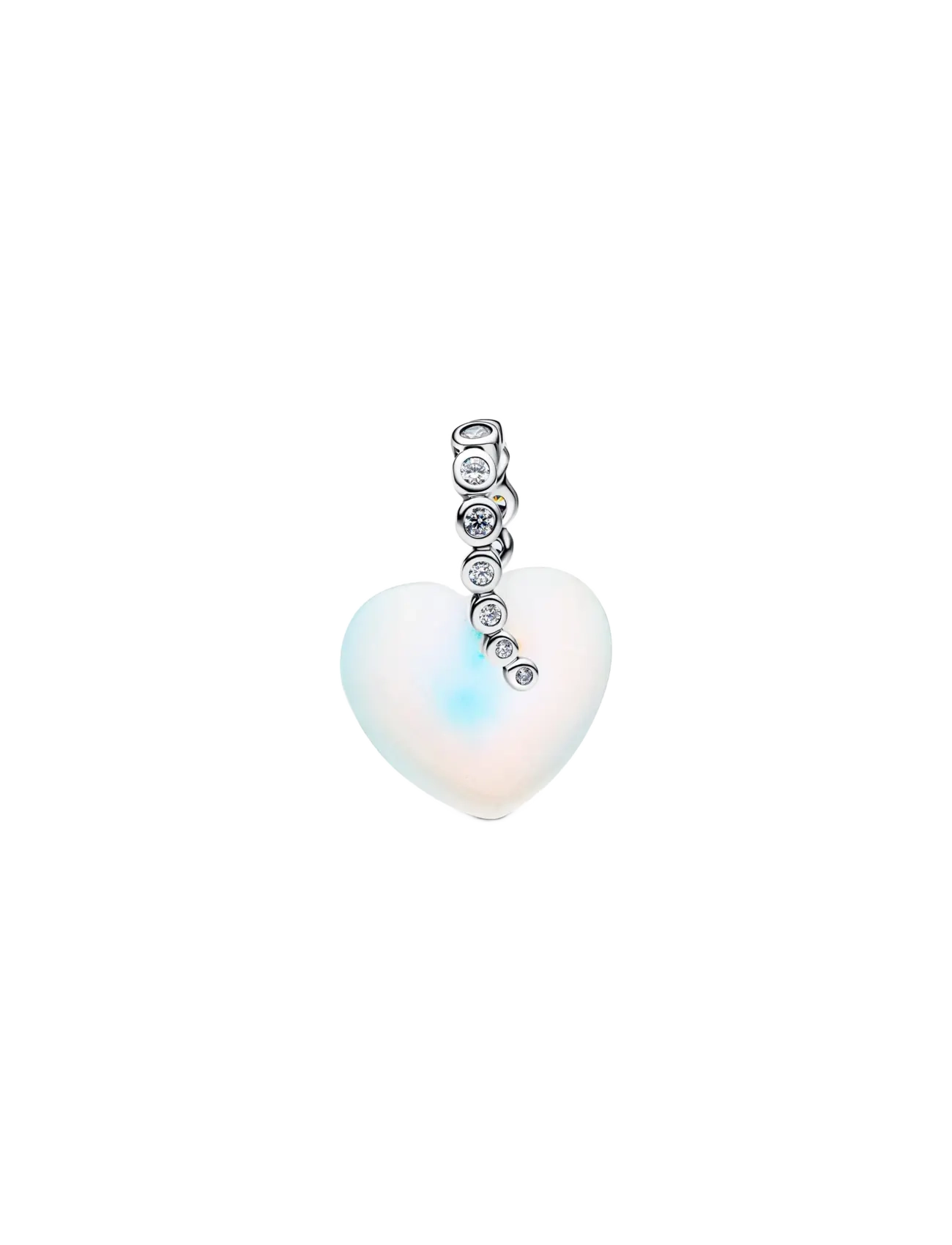 Pandora - Heart sterling silver dangle with clear cubic zirconia and moonstone iridescent glass - pendentifs - white - 1