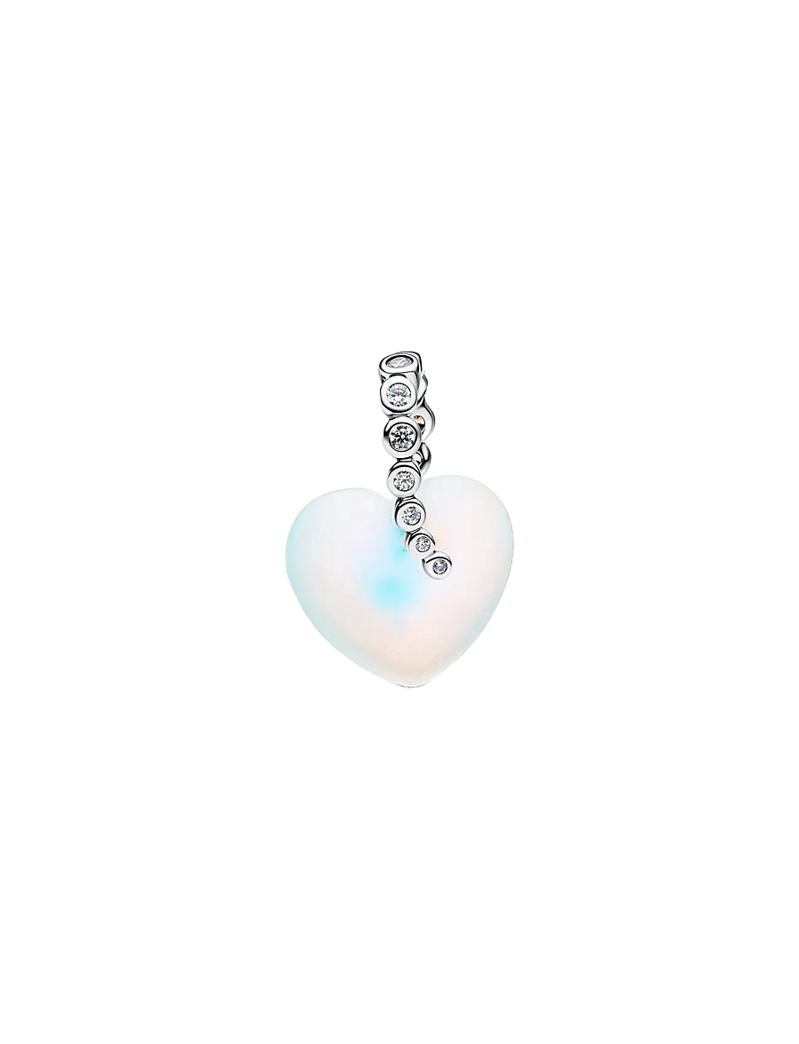Pandora - Heart sterling silver dangle with clear cubic zirconia and moonstone iridescent glass - pendentifs - white - 1