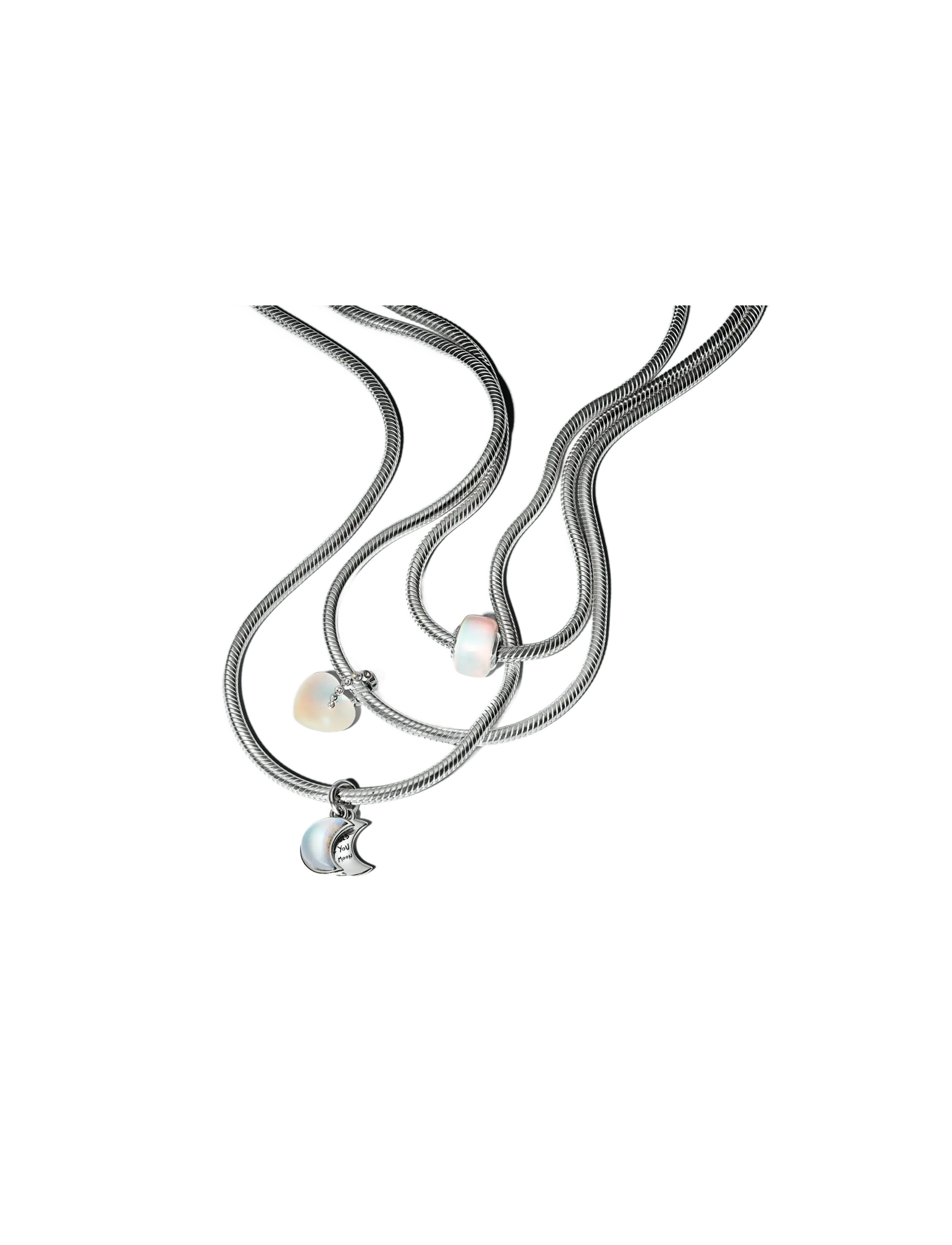 Pandora - Heart sterling silver dangle with clear cubic zirconia and moonstone iridescent glass - pendentifs - white - 2