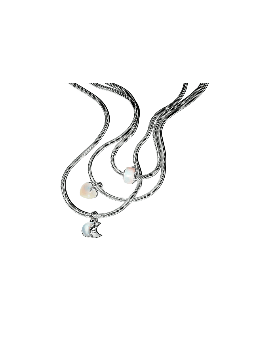 Pandora - Heart sterling silver dangle with clear cubic zirconia and moonstone iridescent glass - pendentifs - white - 2