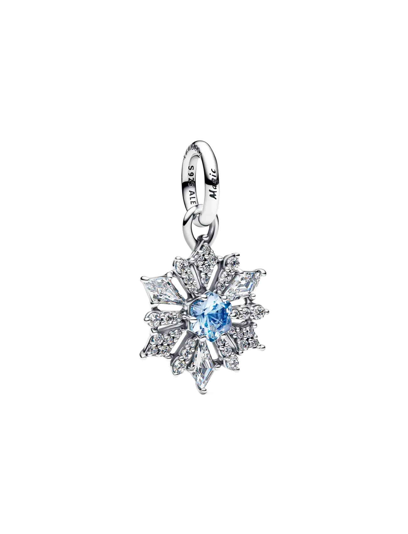 Pandora Disney Frozen snowflake sterling silver dangle with water blue crystal and clear cubic zirconia - Samarbejder - BLUE / silver