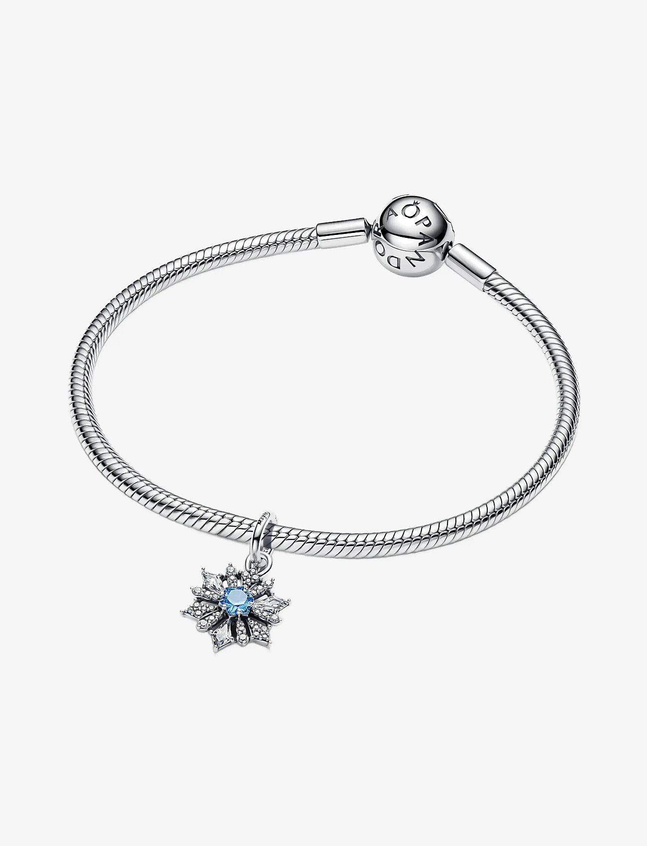 Pandora - Disney Frozen snowflake sterling silver dangle with water blue crystal and clear cubic zirconia - pendants - blue - 3