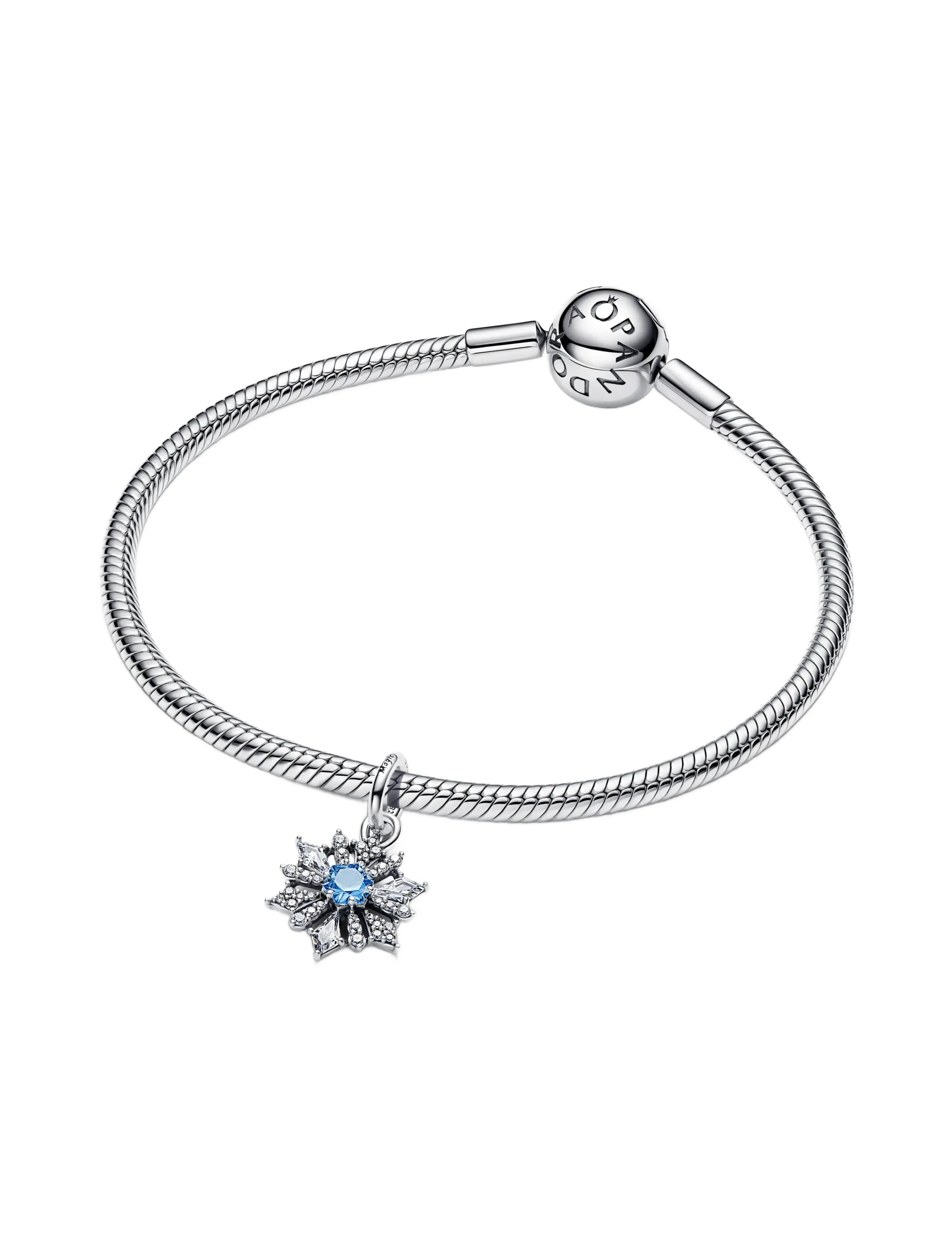 Pandora - Disney Frozen snowflake sterling silver dangle with water blue crystal and clear cubic zirconia - pendentifs - blue - 3