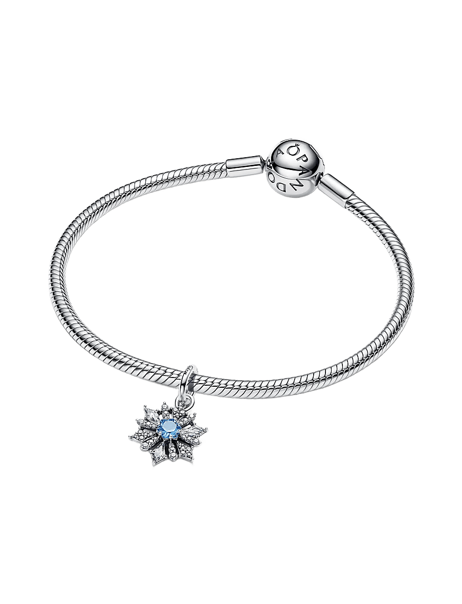 Pandora - Disney Frozen snowflake sterling silver dangle with water blue crystal and clear cubic zirconia - pendentifs - blue - 3