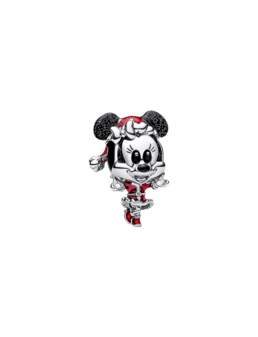 Pandora - Disney Minnie Mouse sterling silver charm with glitterry black and red enamel - vedhæng - red - 1