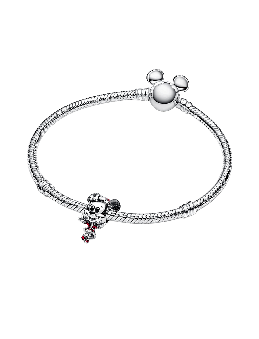 Pandora - Disney Minnie Mouse sterling silver charm with glitterry black and red enamel - vedhæng - red - 3