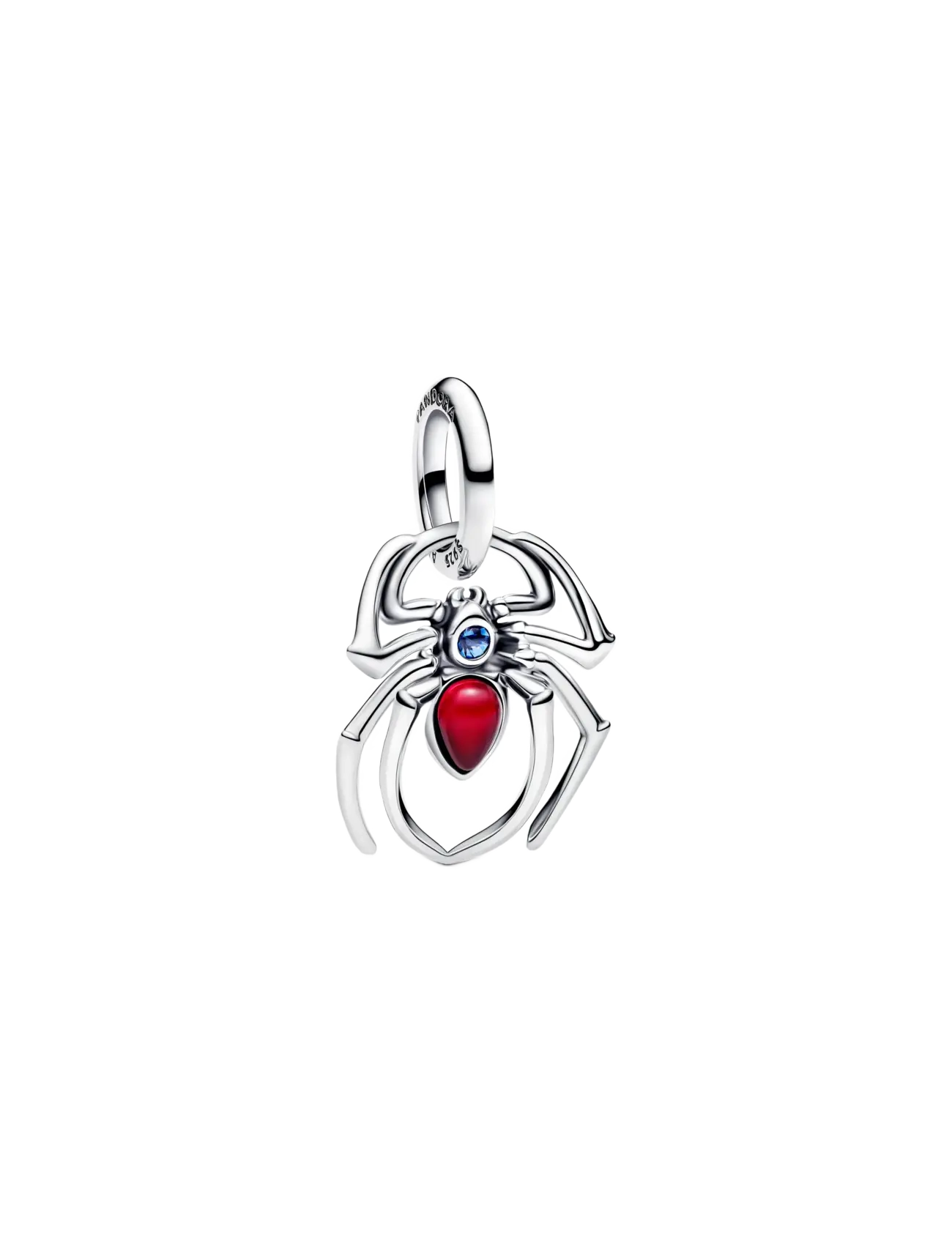 Pandora Marvel Spider sterling silver dangle with sky blue and fuchsia rose crystal - Uus - RED / silver