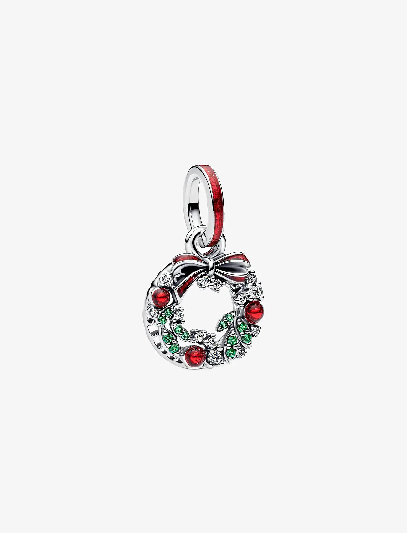 Pandora - Holiday wreath sterling silver double dangle - red - 1
