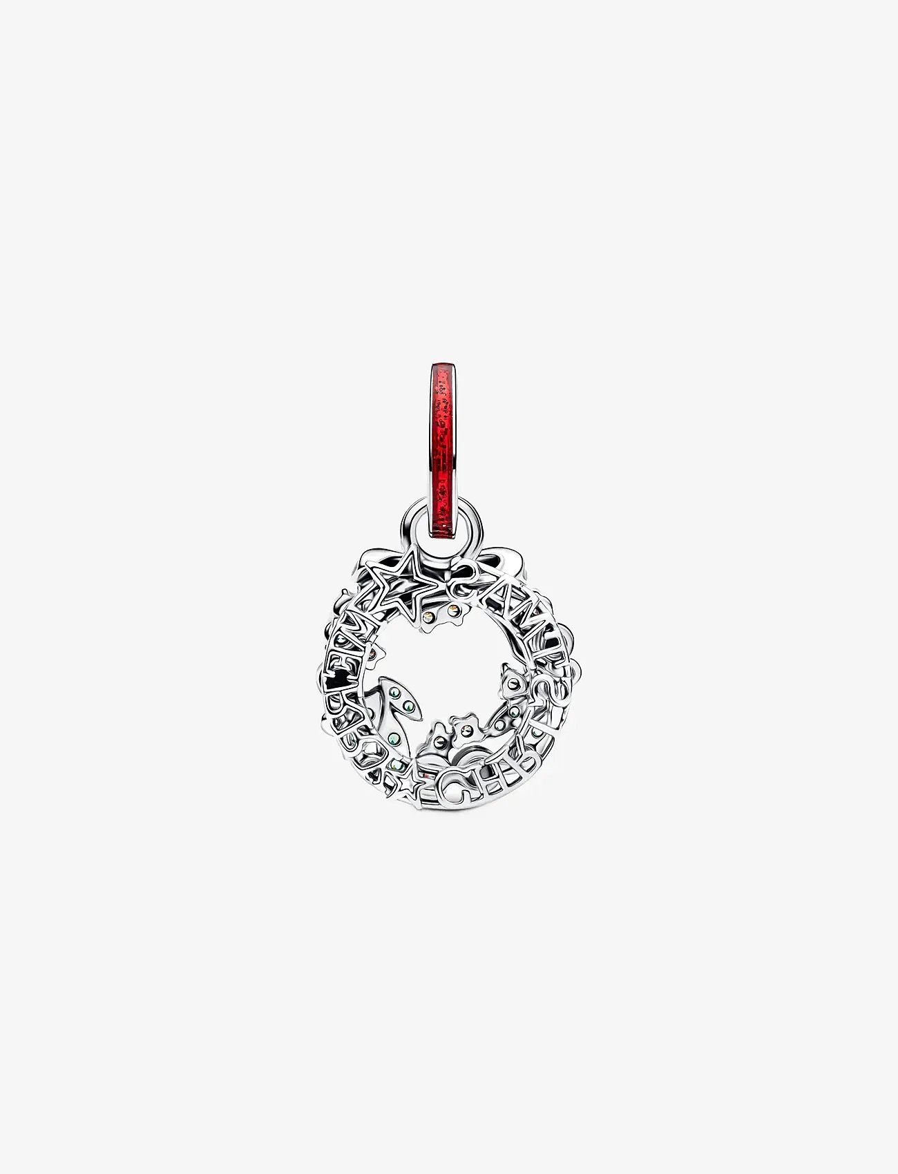 Pandora - Holiday wreath sterling silver double dangle - red - 2