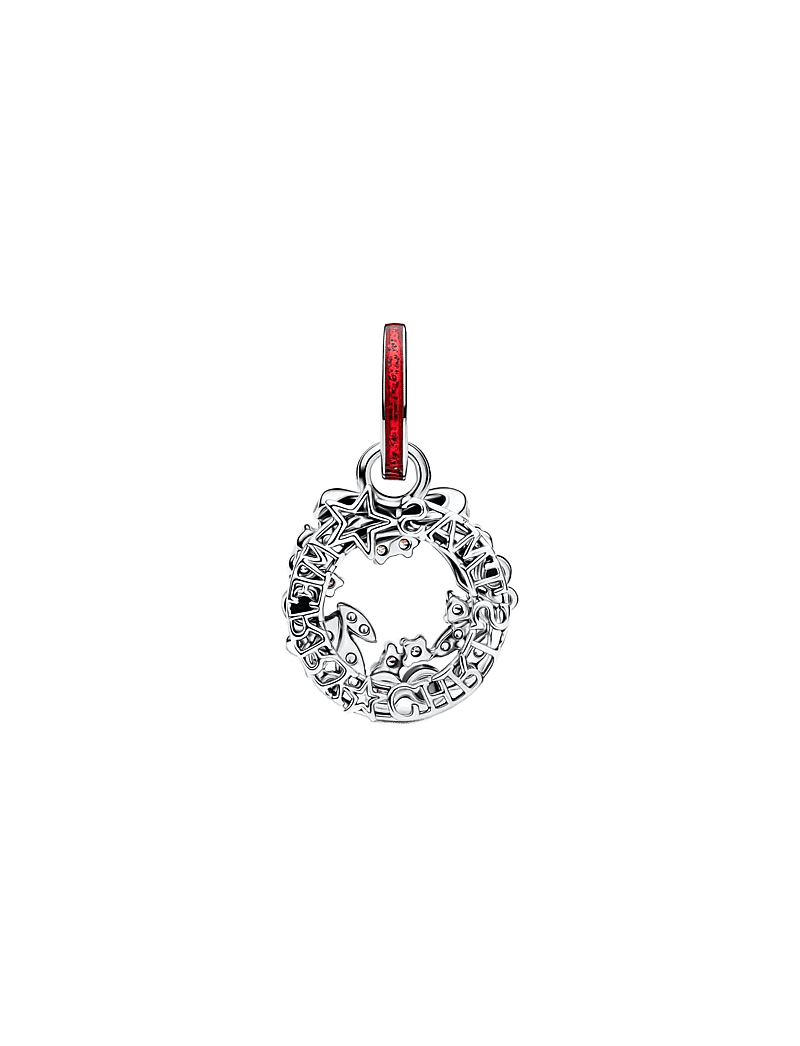 Pandora - Holiday wreath sterling silver double dangle - red - 2