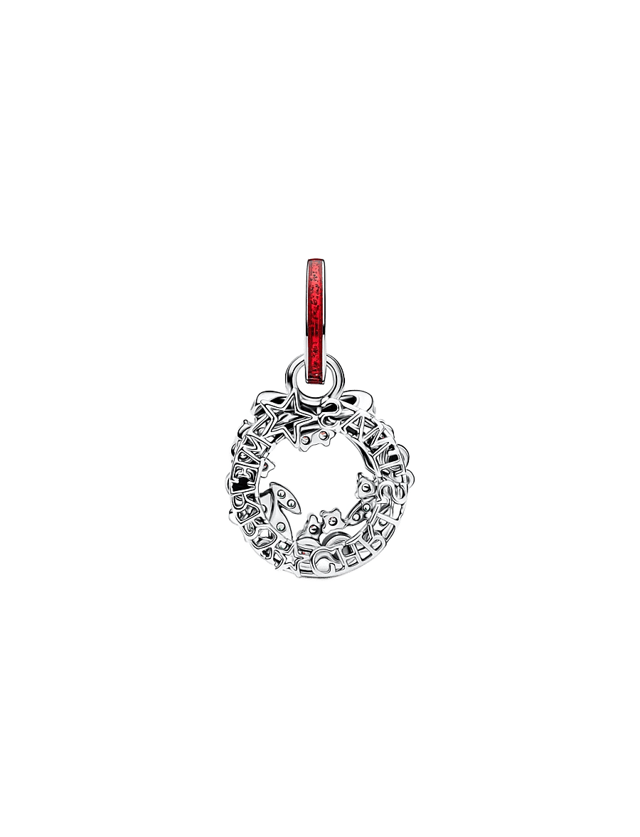 Pandora - Holiday wreath sterling silver double dangle - anhänger - red - 2