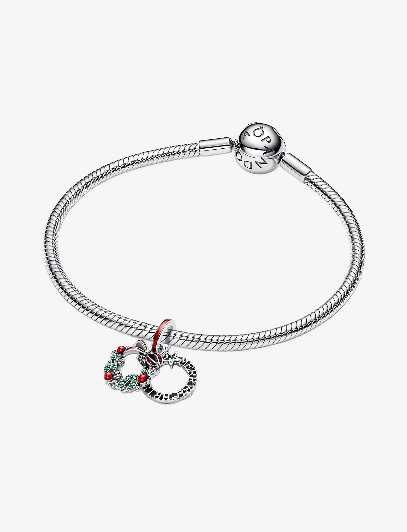 Pandora - Holiday wreath sterling silver double dangle - red - 3