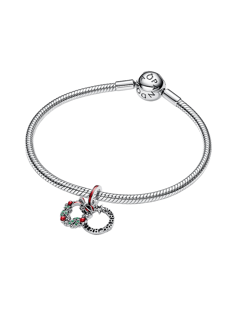 Pandora - Holiday wreath sterling silver double dangle - red - 3