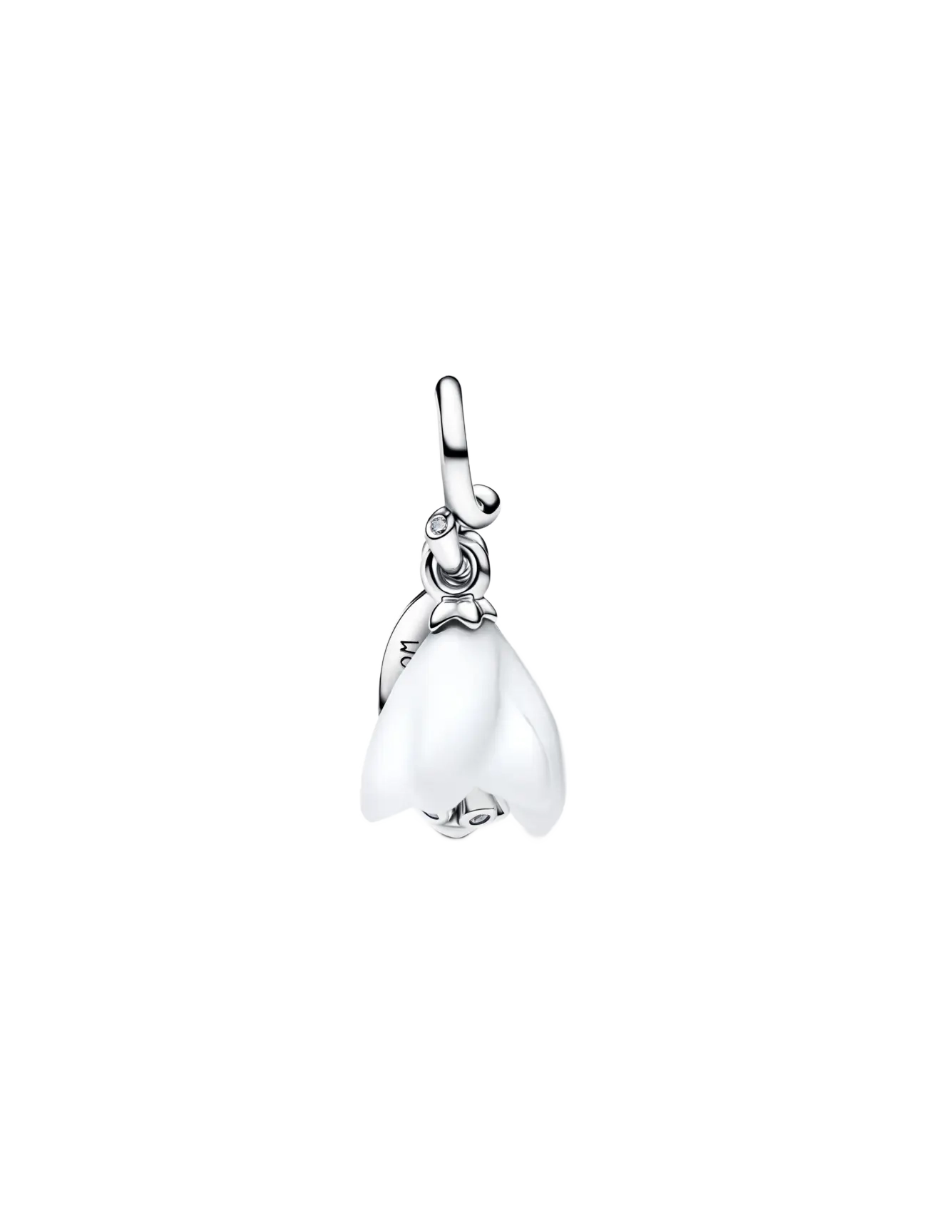 Pandora - Snowdrop flower sterling silver dangle with clear cubic zirconia and white Murano glass - white - 1