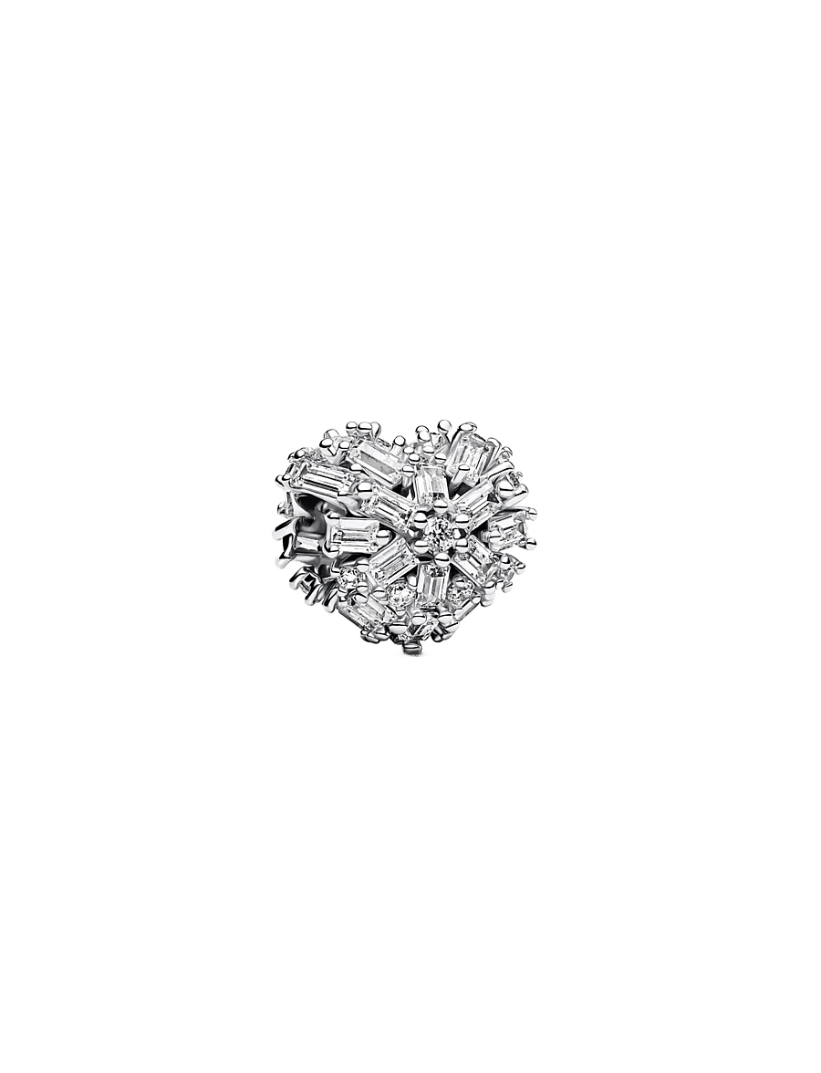 Pandora - Heart sterling silver charm with clear cubic zirconia - vedhæng - clear - 1