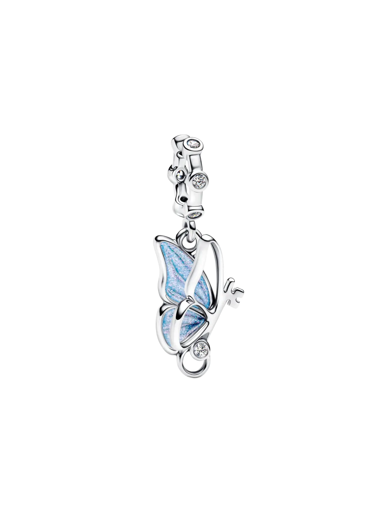 Pandora Winged key sterling silver dangle with clear cubic zirconia and shimmering blue enamel - Nyheder - BLUE / silver