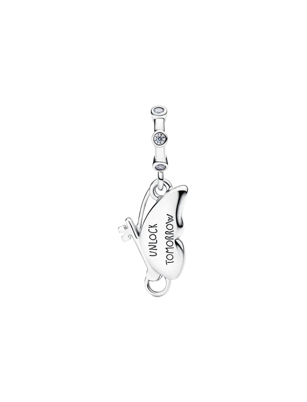 Pandora - Winged key sterling silver dangle with clear cubic zirconia and shimmering blue enamel - anhänger - blue - 2
