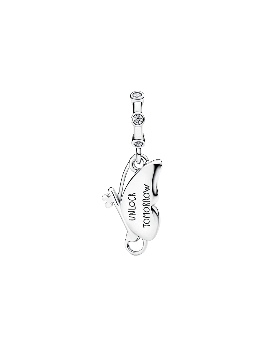 Pandora - Winged key sterling silver dangle with clear cubic zirconia and shimmering blue enamel - anhänger - blue - 2