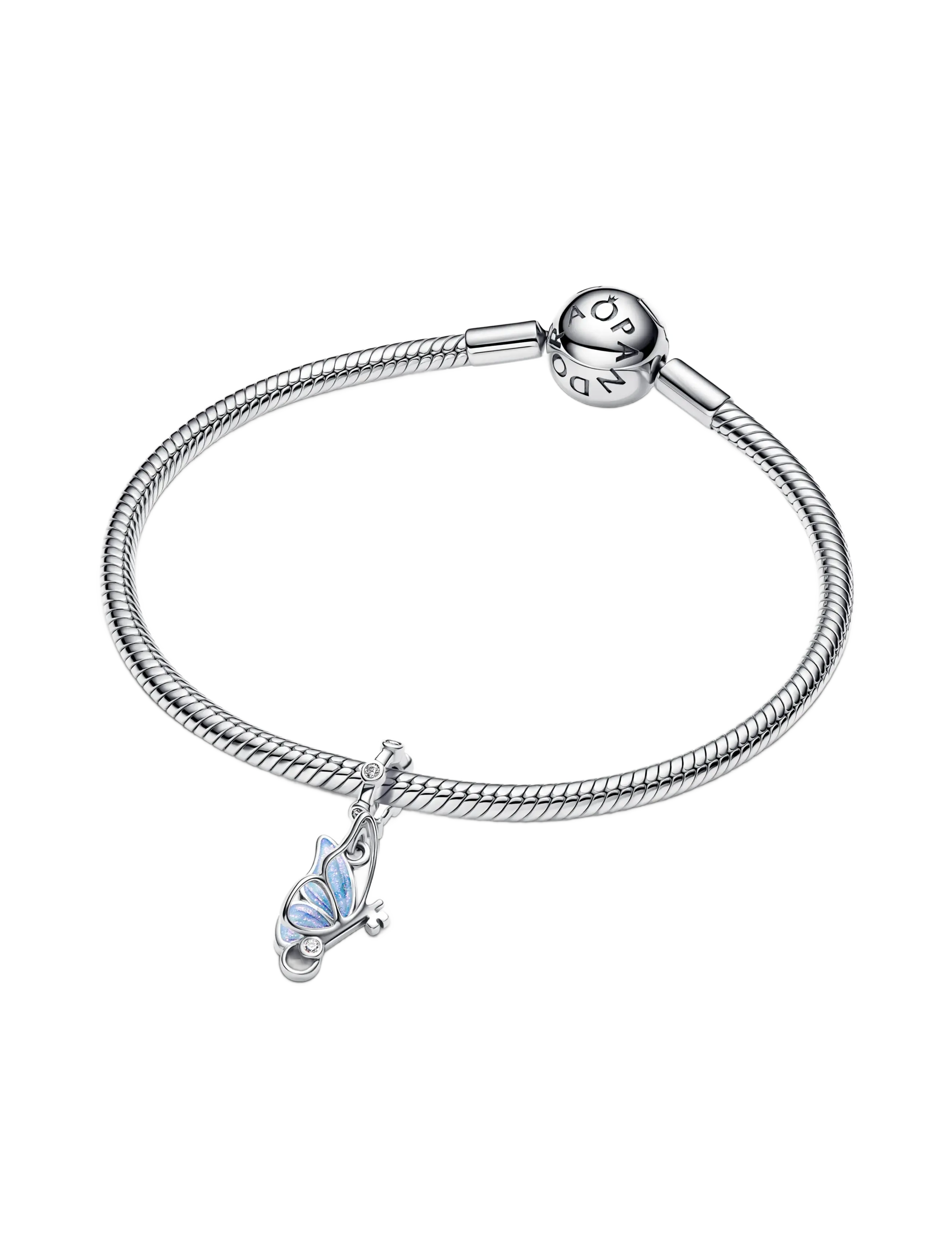 Pandora - Winged key sterling silver dangle with clear cubic zirconia and shimmering blue enamel - anhänger - blue - 3
