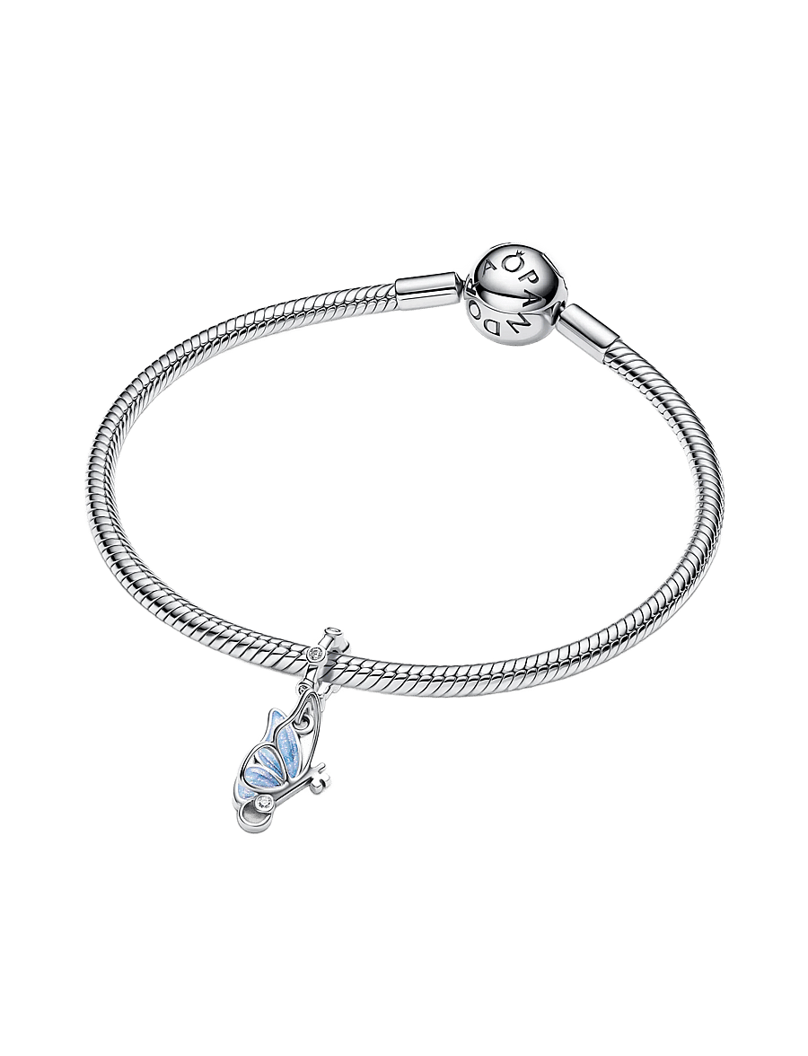 Pandora - Winged key sterling silver dangle with clear cubic zirconia and shimmering blue enamel - anhänger - blue - 3
