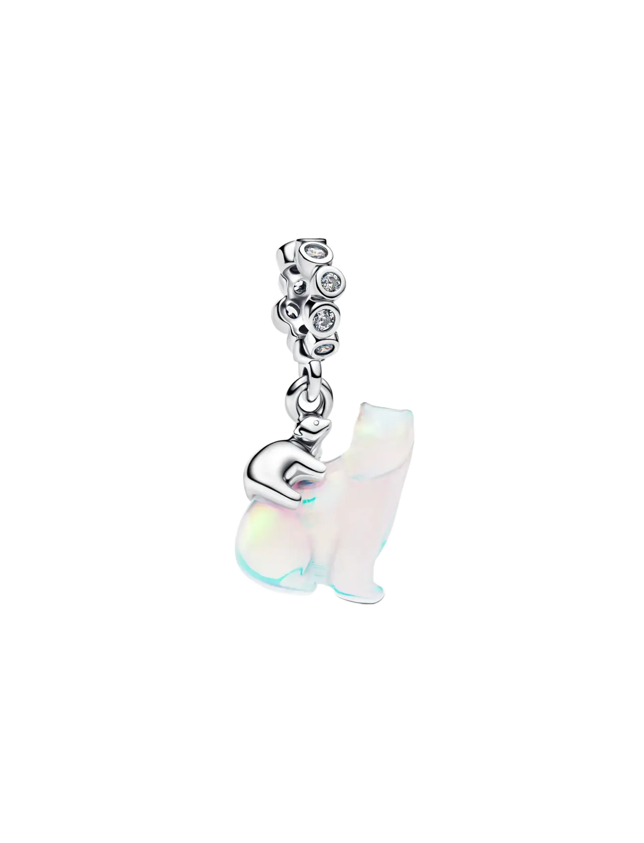 Pandora Polarbears sterling silver dangle with clear cubic zirconia and aurora lab-grown opal resin - Charms - WHITE / silver