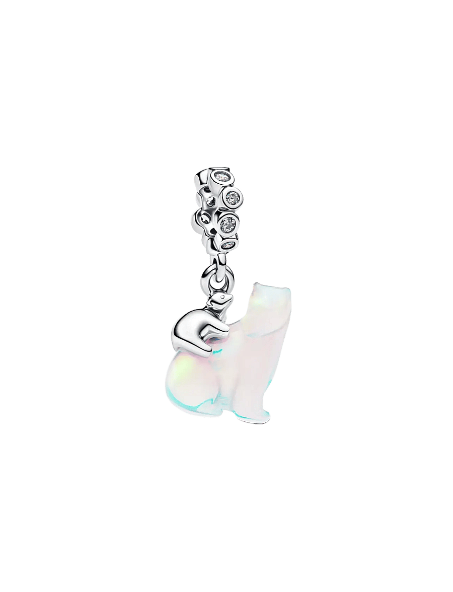 Pandora - Polarbears sterling silver dangle with clear cubic zirconia and aurora lab-grown opal resin - pendentifs - white - 1