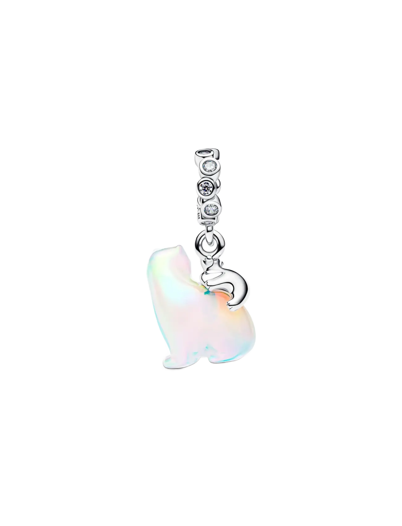 Pandora - Polarbears sterling silver dangle with clear cubic zirconia and aurora lab-grown opal resin - pendentifs - white - 3