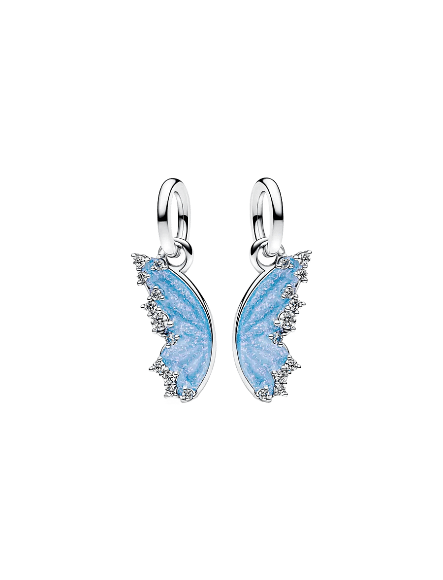 Pandora - Butterfly sterling silver splittable dangle with clear cubic zirconia and shimmering blue enamel - anhänger - blue - 1