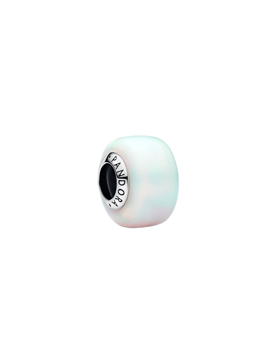 Pandora - Sterling silver charm with aurora lab-grown opal resin - hangers - white - 1