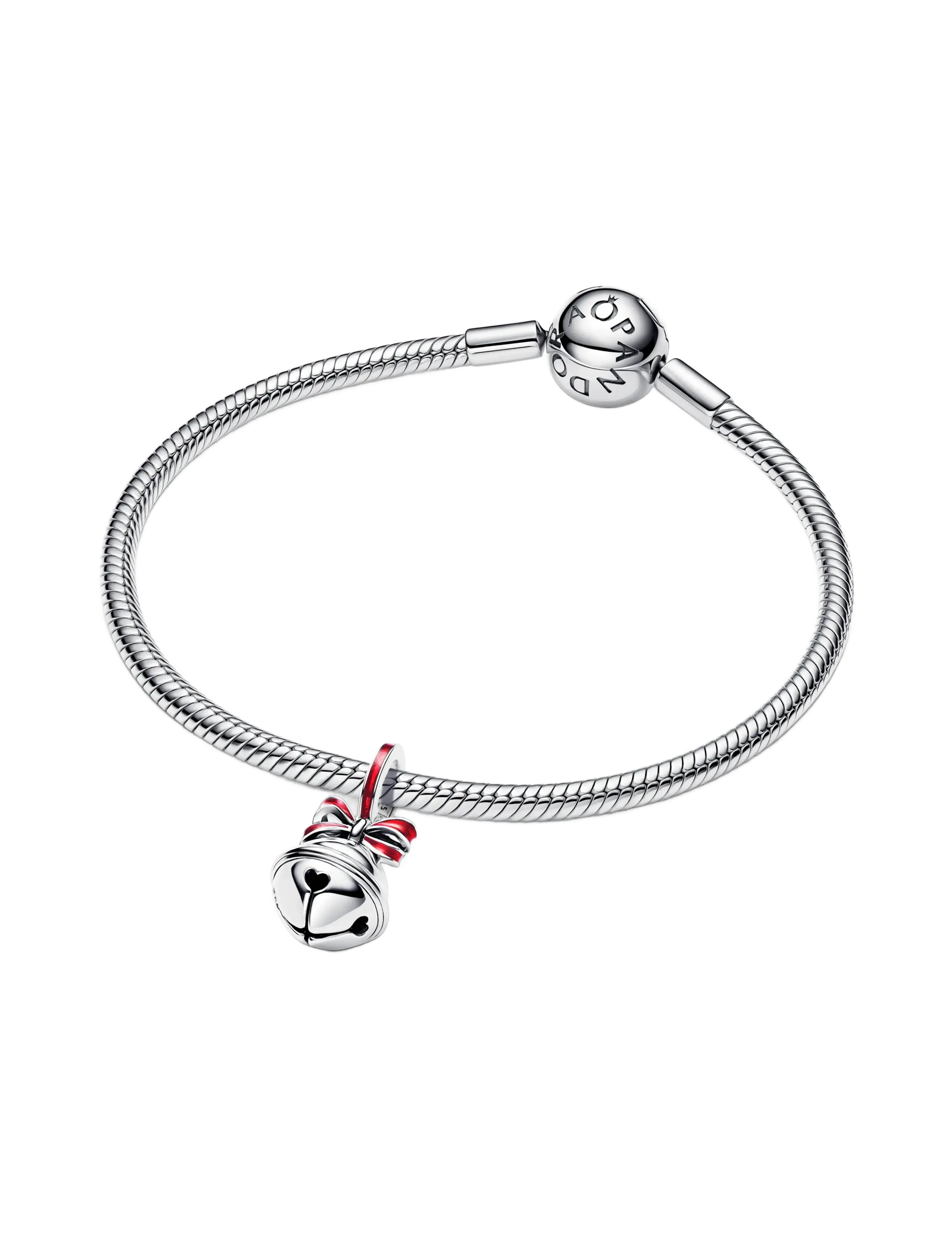 Pandora - Holiday bell sterling silver dangle with red enamel - red - 3