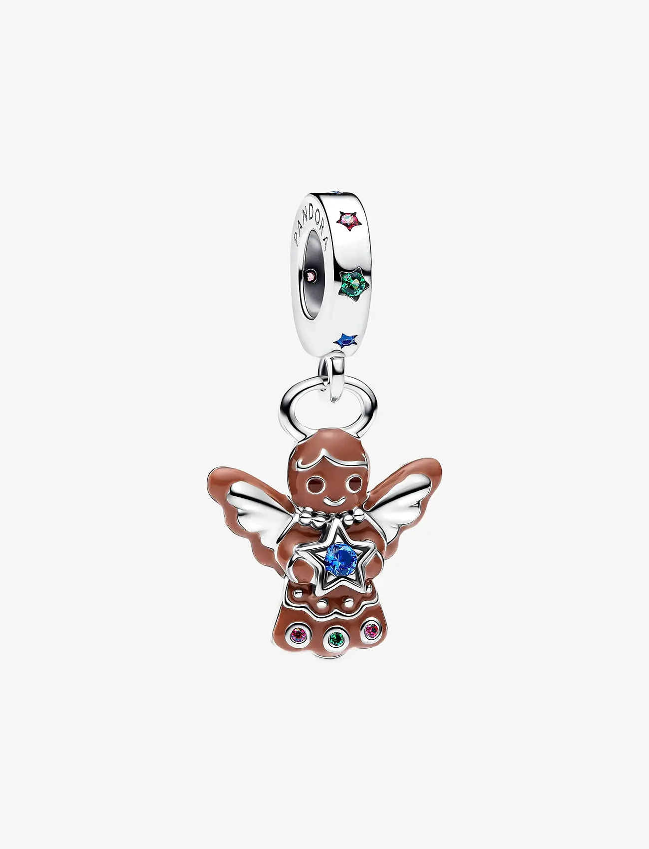 Pandora - Gingerbread angel sterling silver dangle - vedhæng - brown - 1