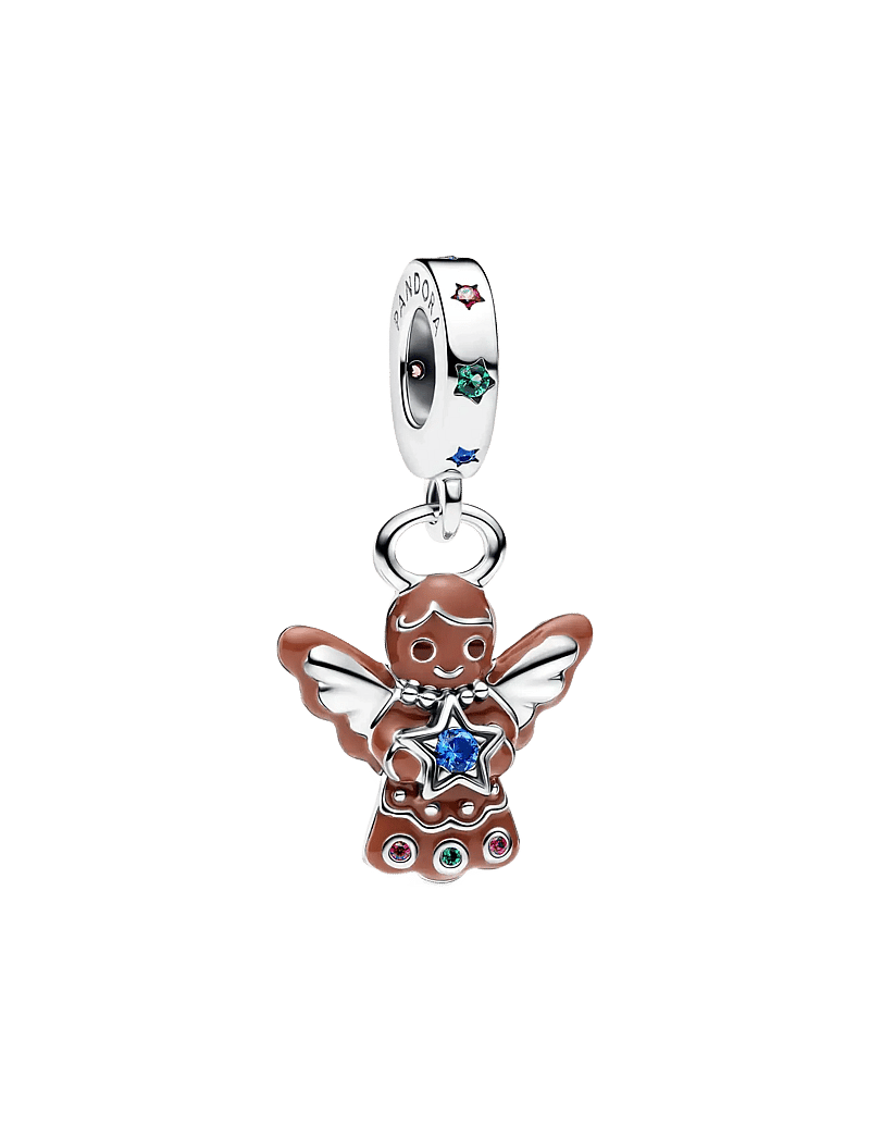 Pandora - Gingerbread angel sterling silver dangle - hangers - brown - 1