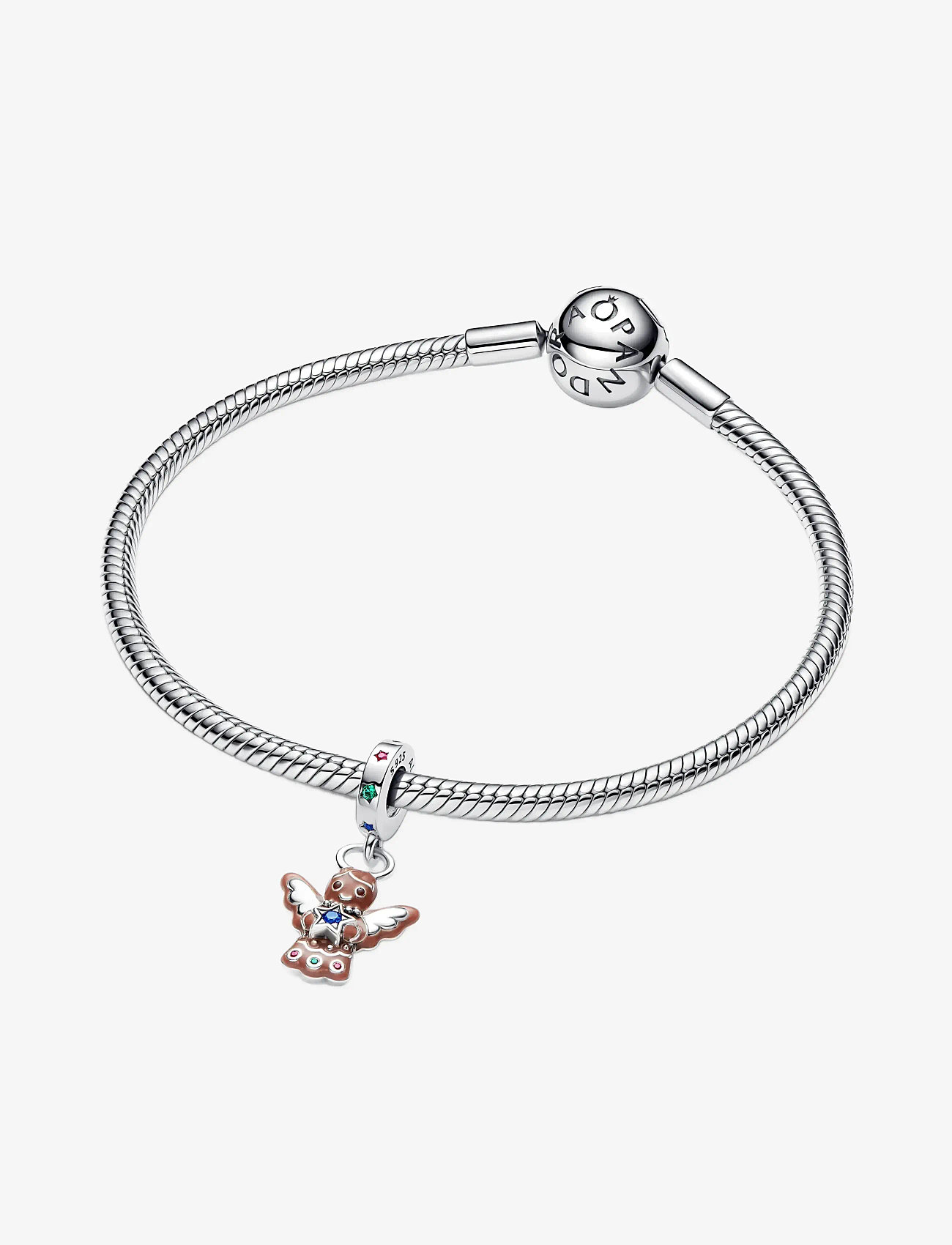 Pandora - Gingerbread angel sterling silver dangle - vedhæng - brown - 3