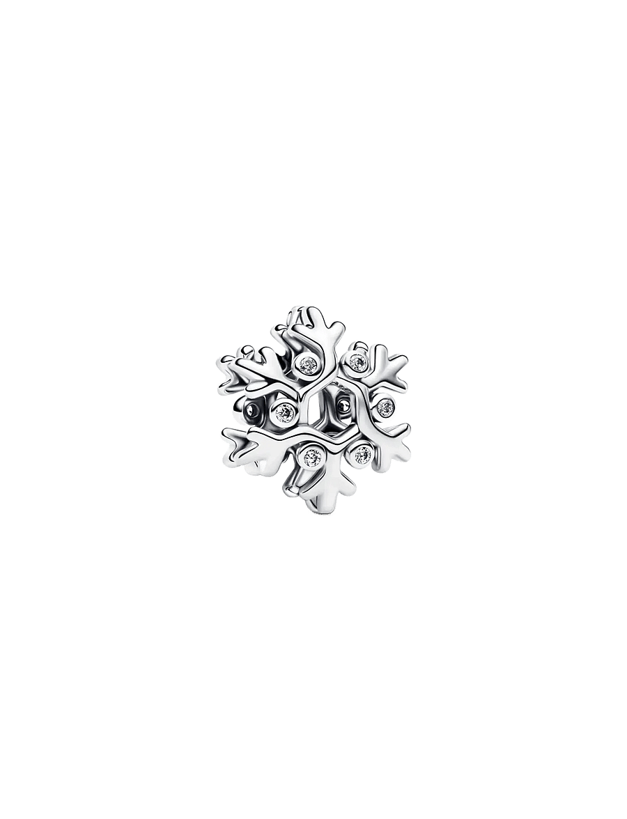 Pandora - Snowflake sterling silver charm - riipukset - clear - 1