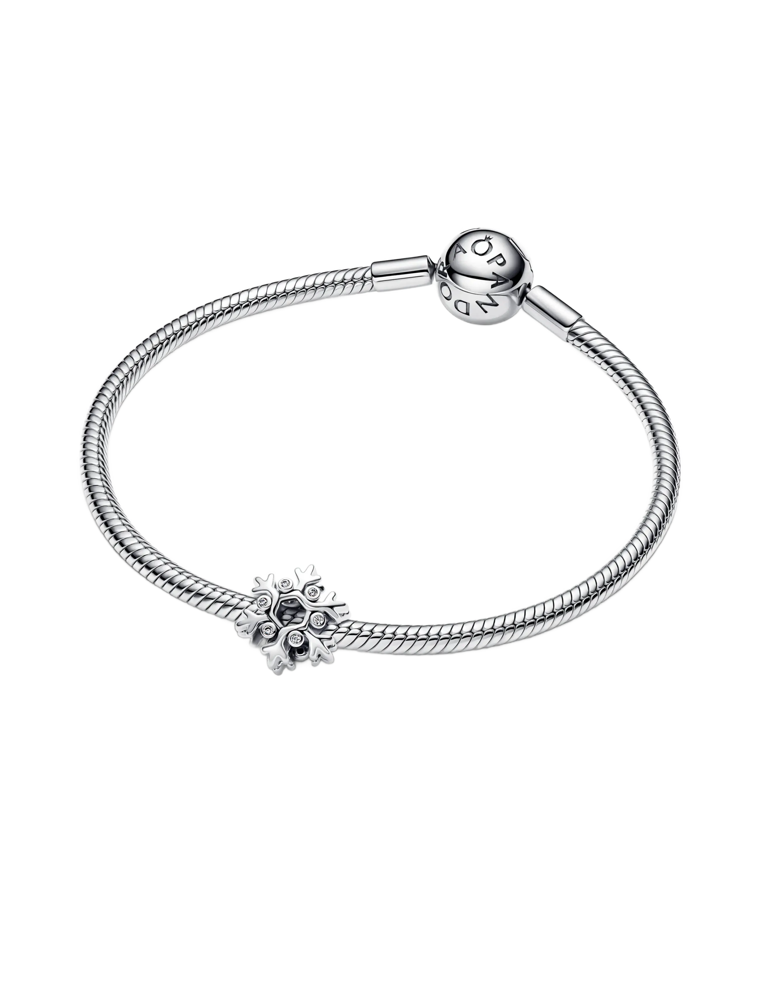 Pandora - Snowflake sterling silver charm - pendants - clear - 3