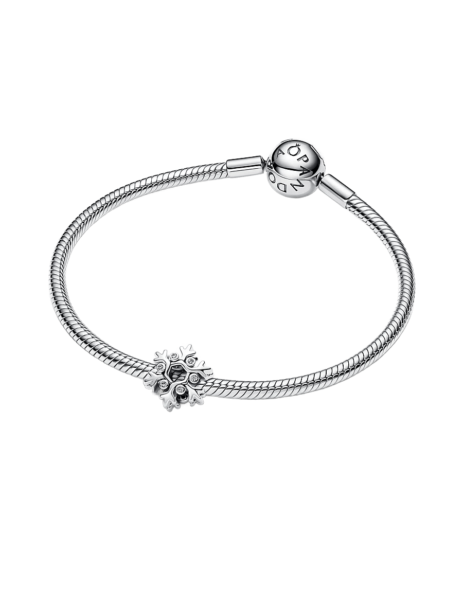 Pandora - Snowflake sterling silver charm - riipukset - clear - 3