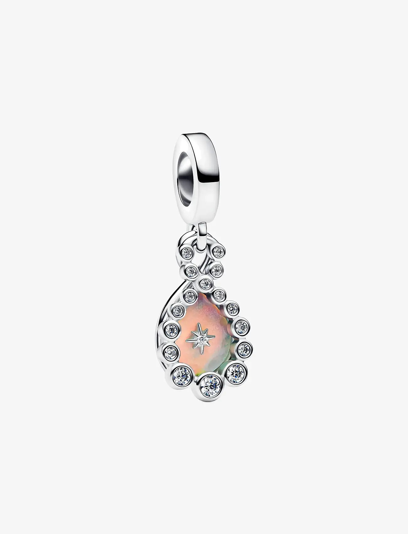 Pandora - Infinity sterling silver double dangle with clear cubic zirconia and aurora lab-grown opal resin - vedhæng - white - 1