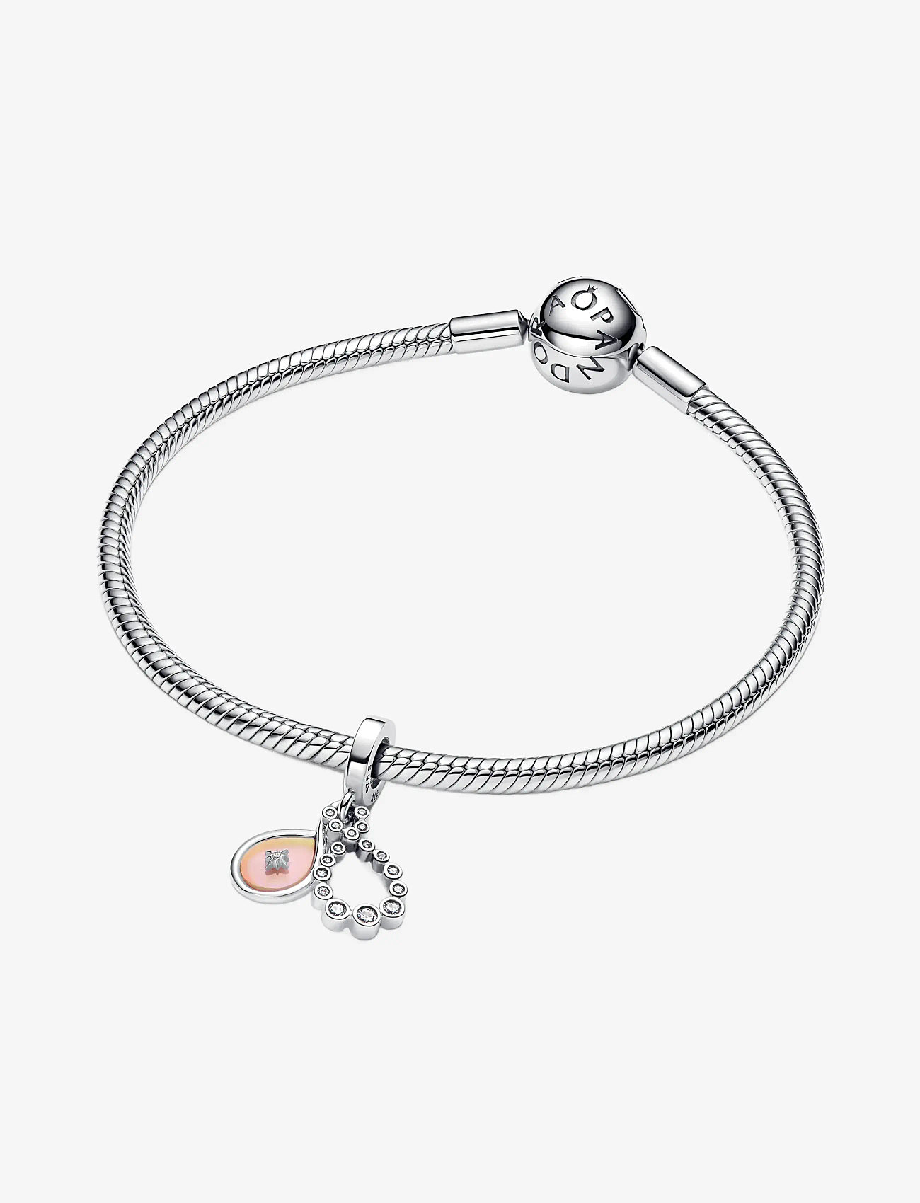 Pandora - Infinity sterling silver double dangle with clear cubic zirconia and aurora lab-grown opal resin - vedhæng - white - 3