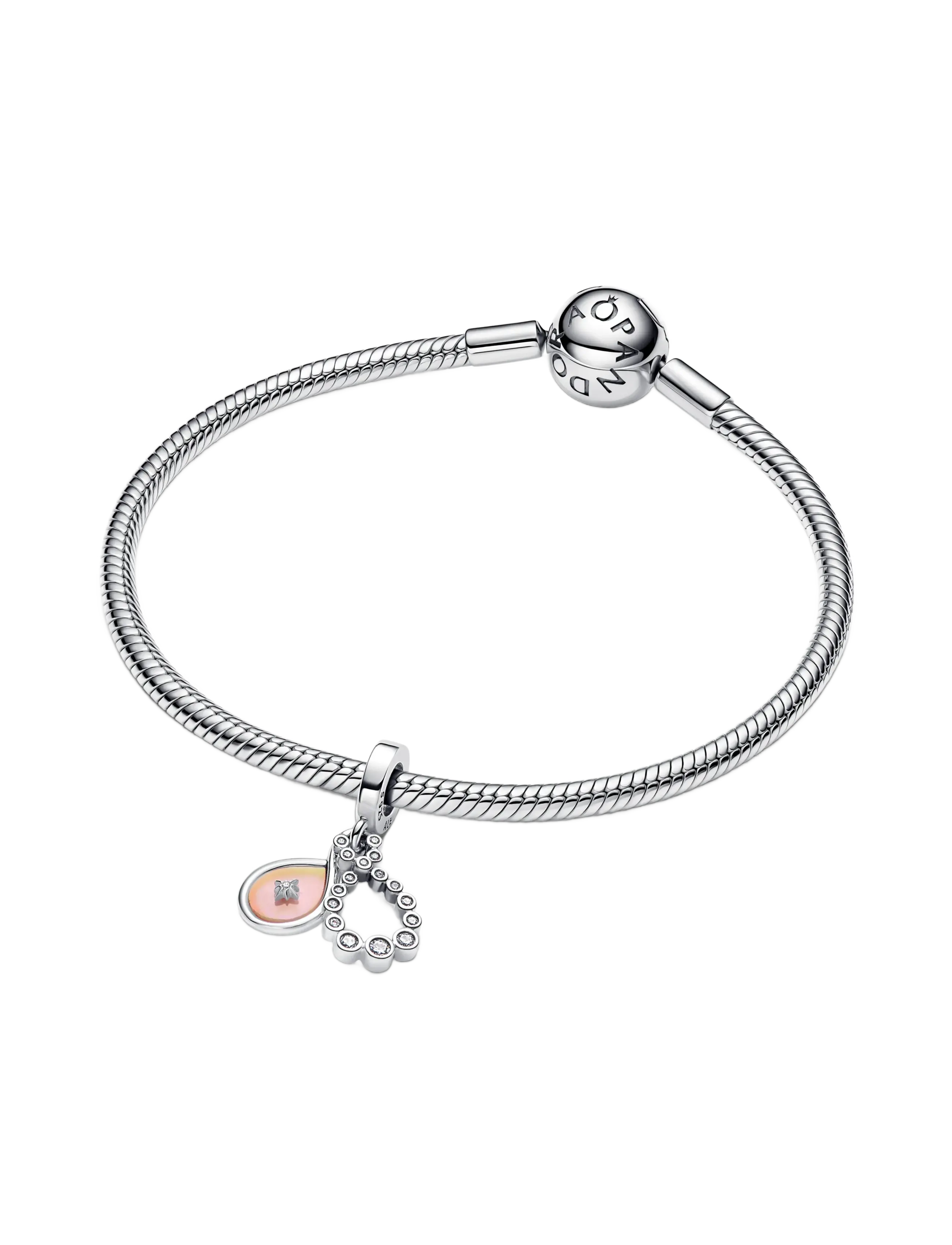 Pandora - Infinity sterling silver double dangle with clear cubic zirconia and aurora lab-grown opal resin - vedhæng - white - 3
