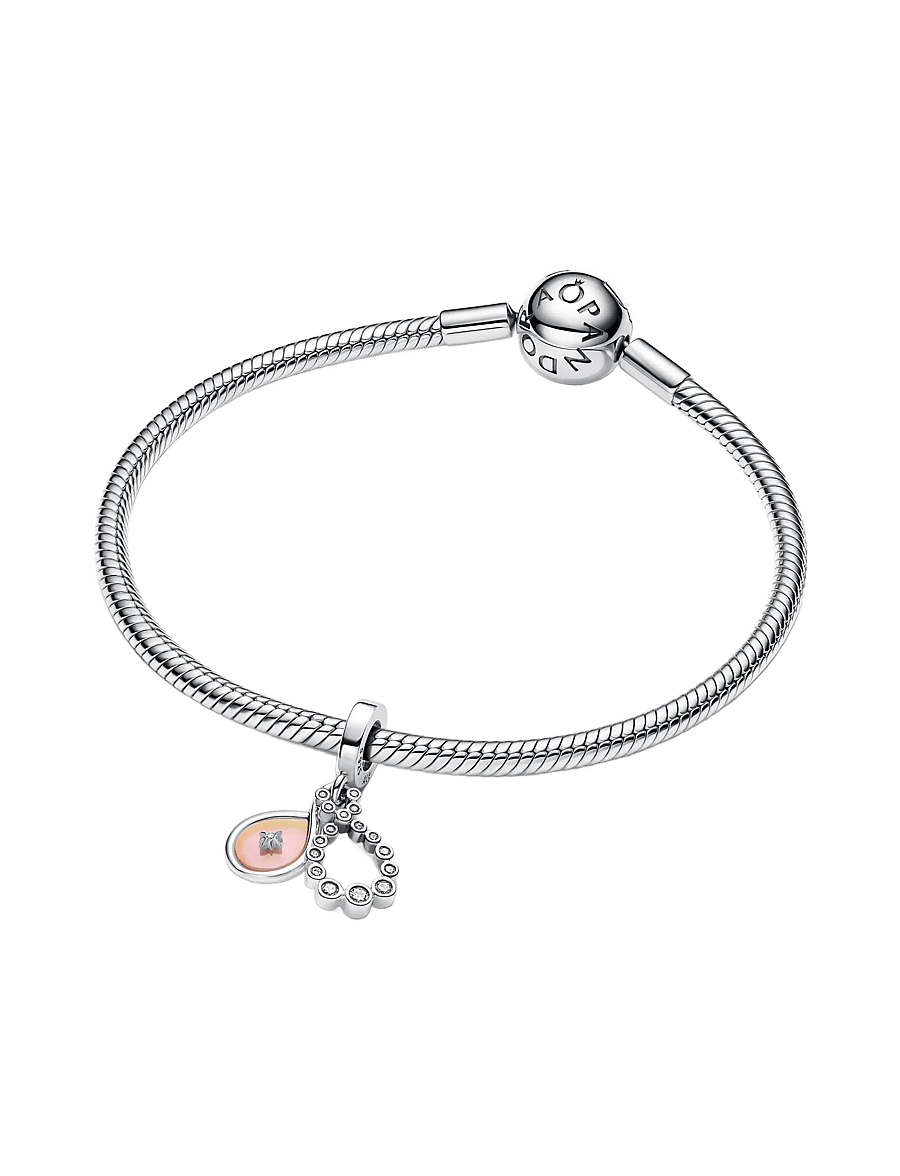 Pandora - Infinity sterling silver double dangle with clear cubic zirconia and aurora lab-grown opal resin - anhänger - white - 3