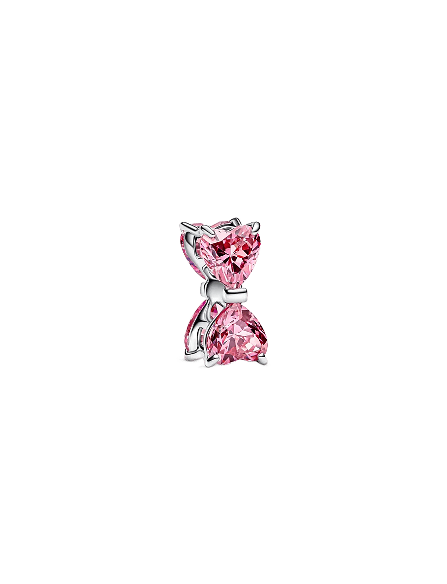 Pandora - Bow sterling silver charm with fancy pink cubic zirconia - riipukset - pink - 1