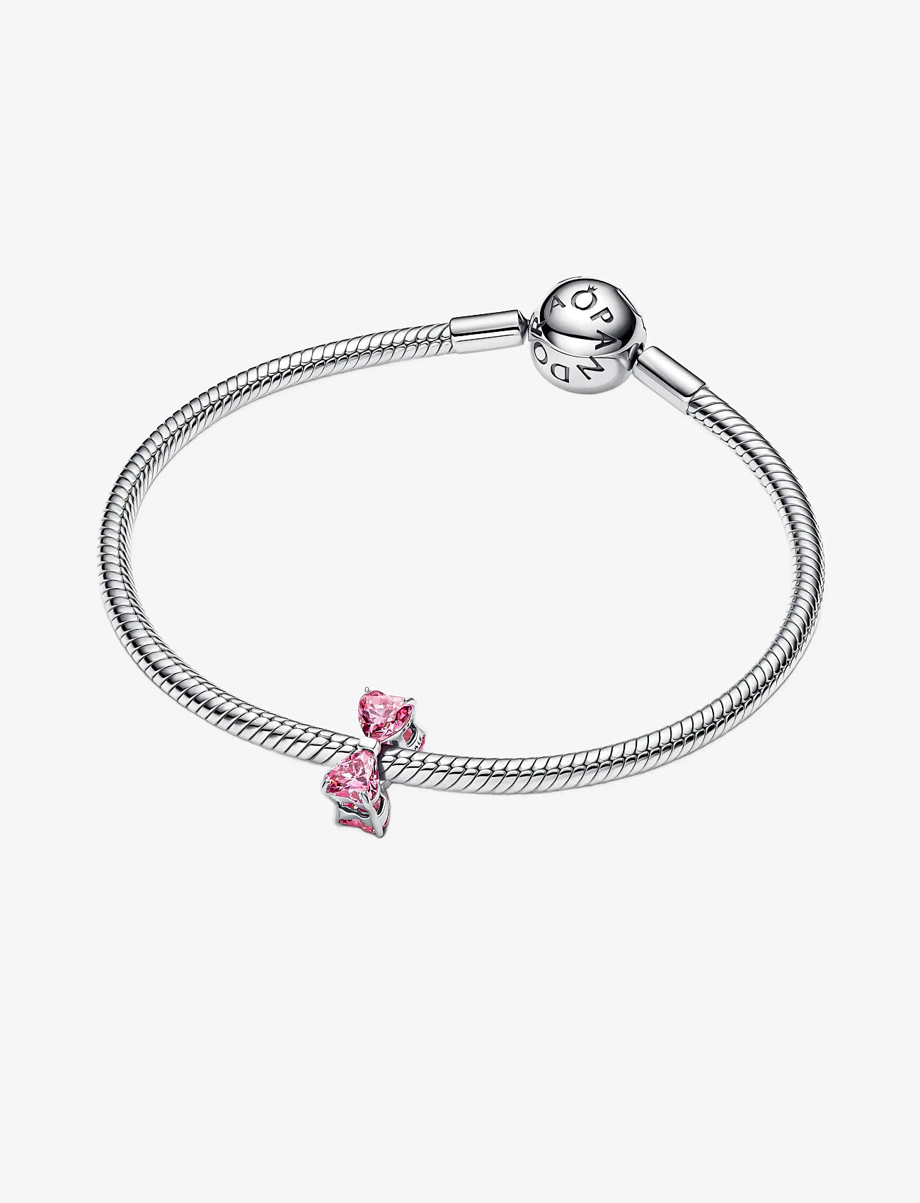 Pandora Bow Sterling Silver Charm With Fancy Pink Cubic Zirconia