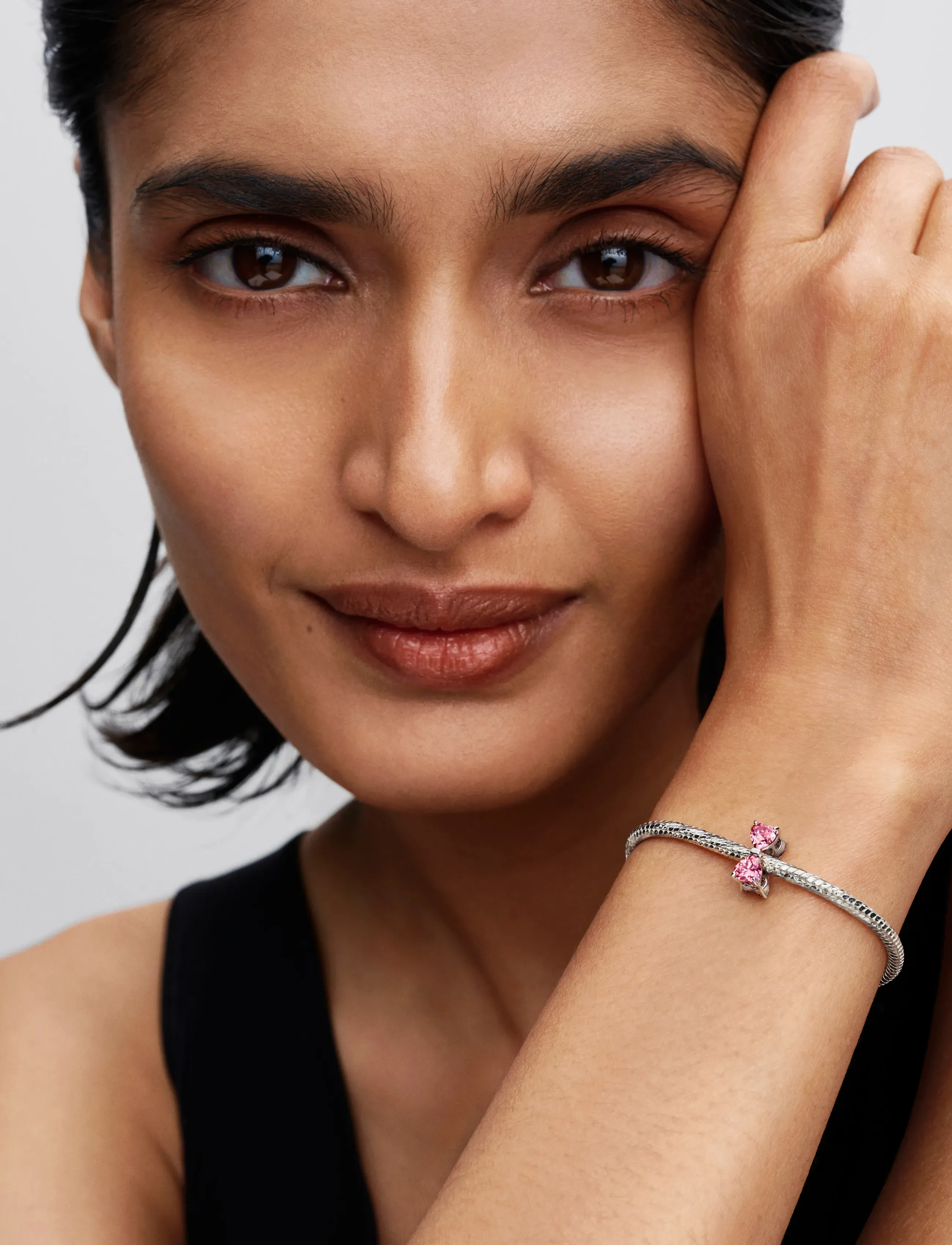 Pandora Bow Sterling Silver Charm With Fancy Pink Cubic Zirconia, Kvinder, Sløjfe Charm, Pink, Str: ONE SIZE