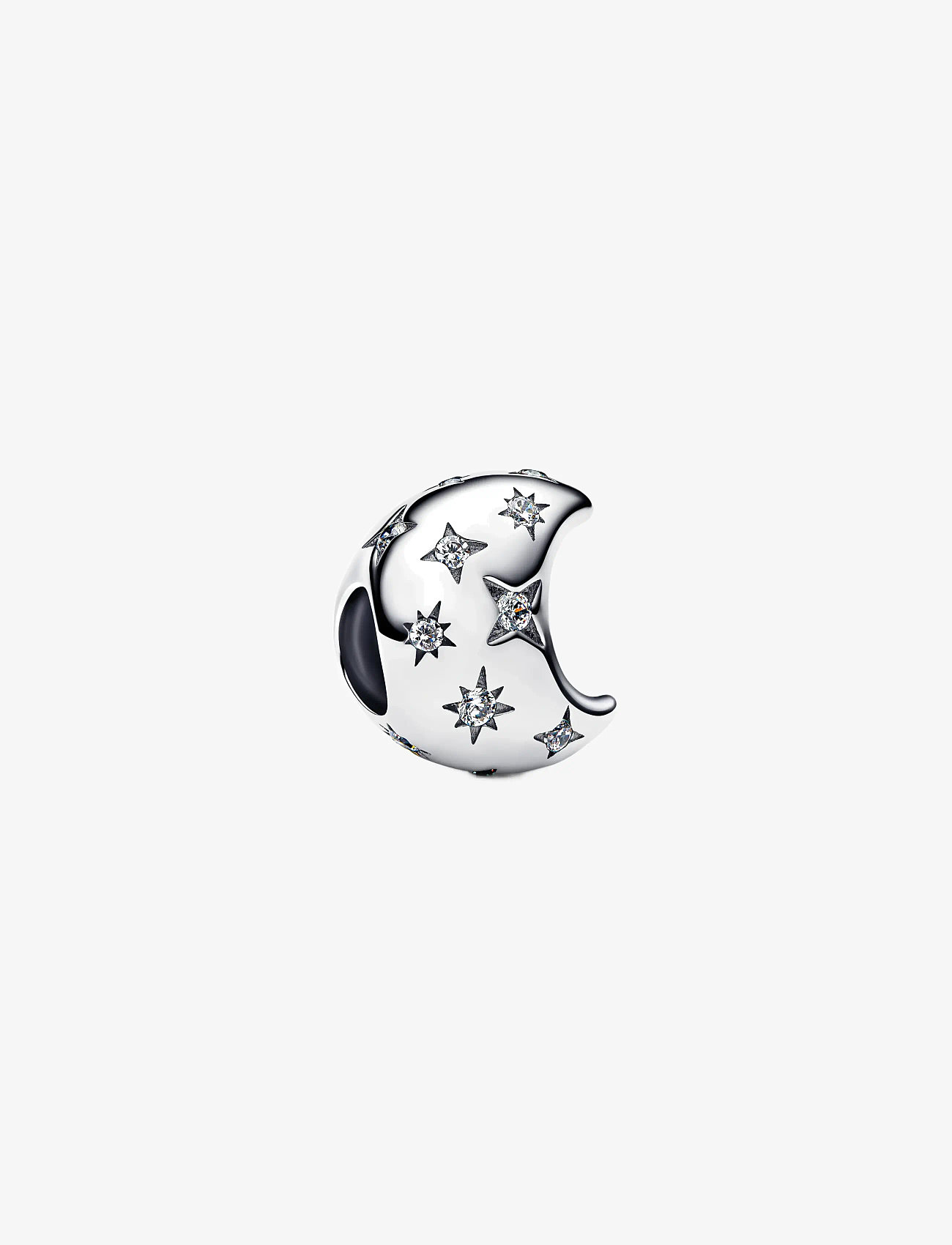 Pandora Moon Sterling Silver Charm With Clear Cubic Zirconia ...