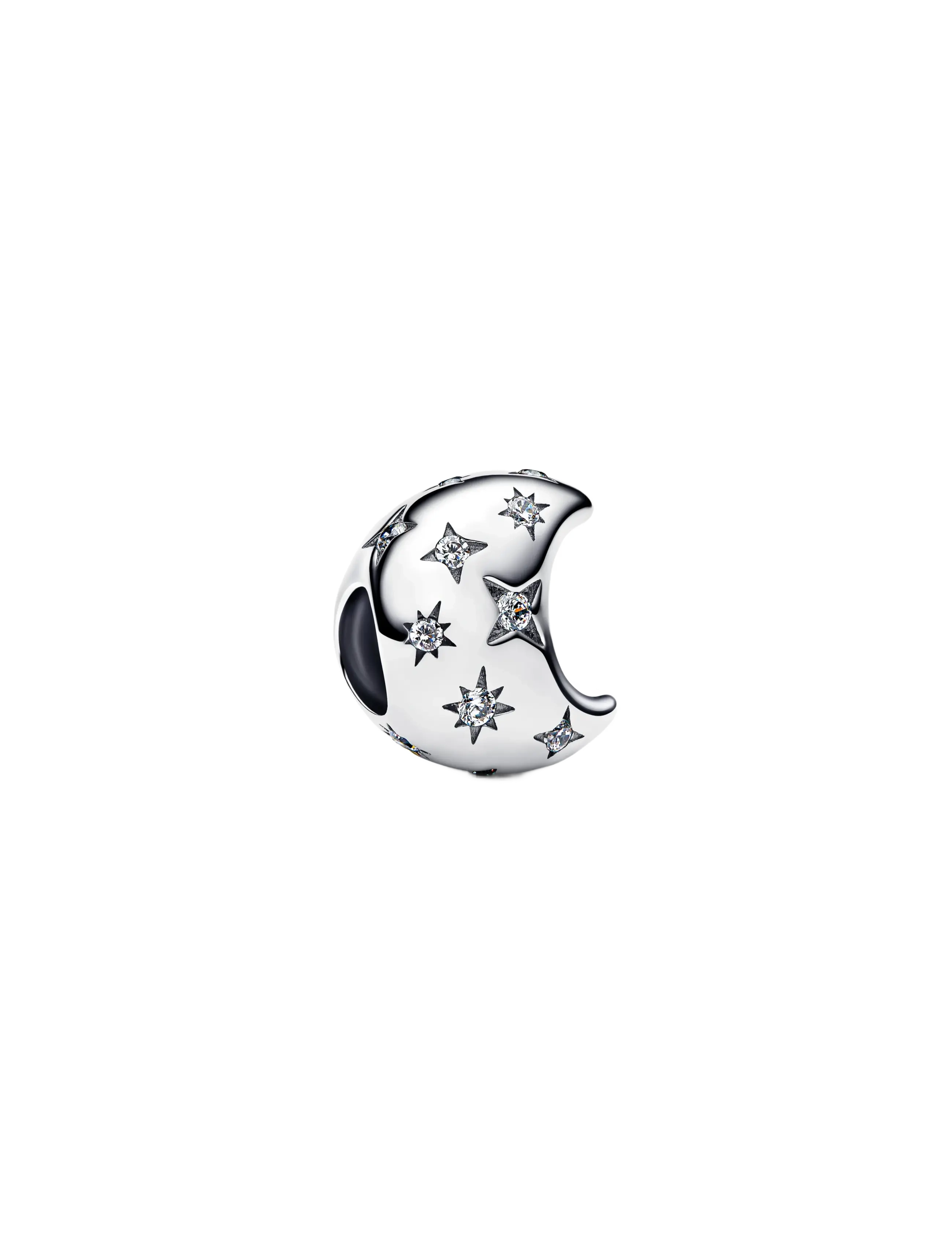 Pandora Moon sterling silver charm with clear cubic zirconia - Charms - CLEAR / undefined