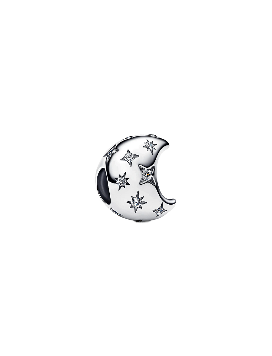 Pandora - Moon sterling silver charm with clear cubic zirconia - vedhæng - clear - 1