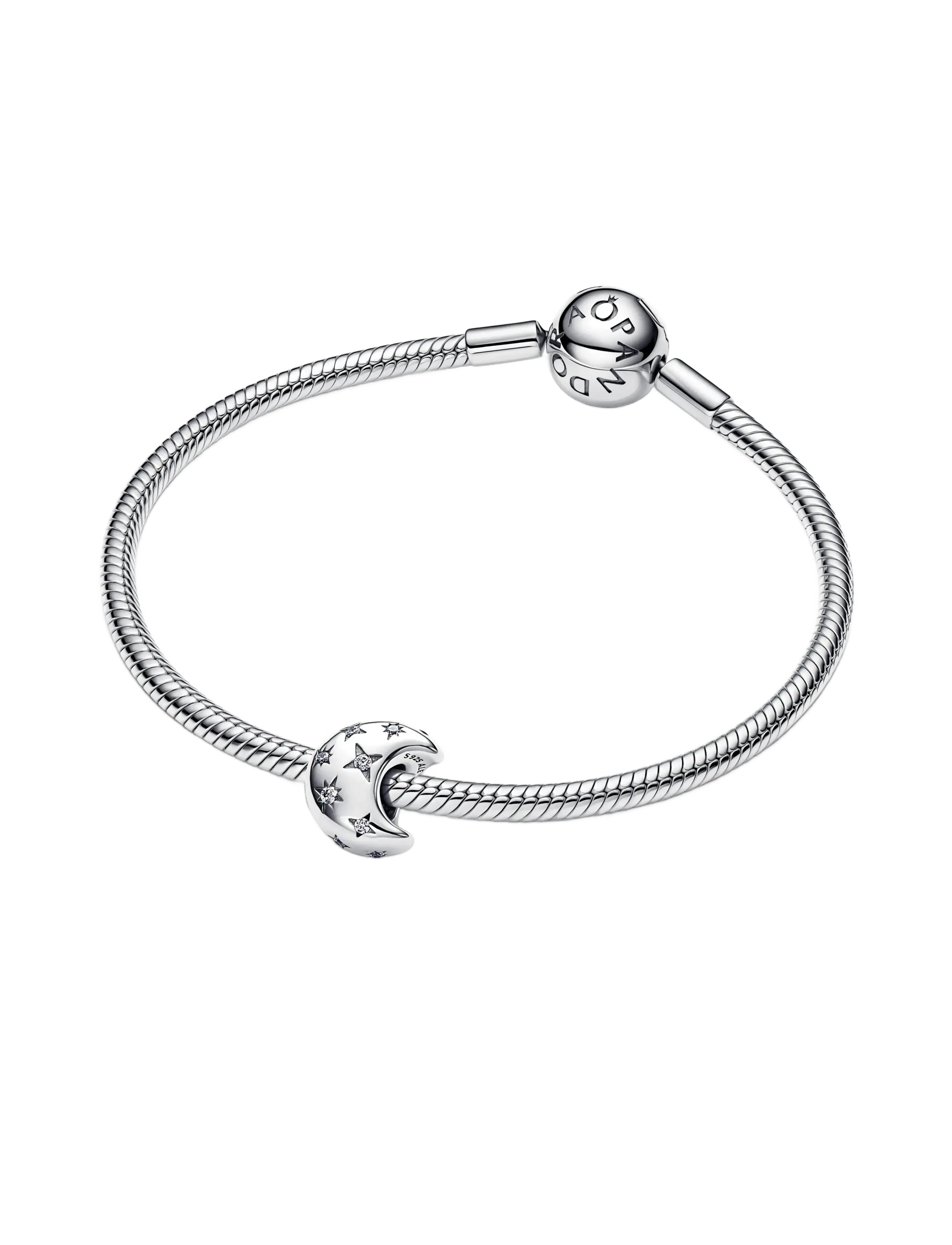 Pandora - Moon sterling silver charm with clear cubic zirconia - riipukset - clear - 3