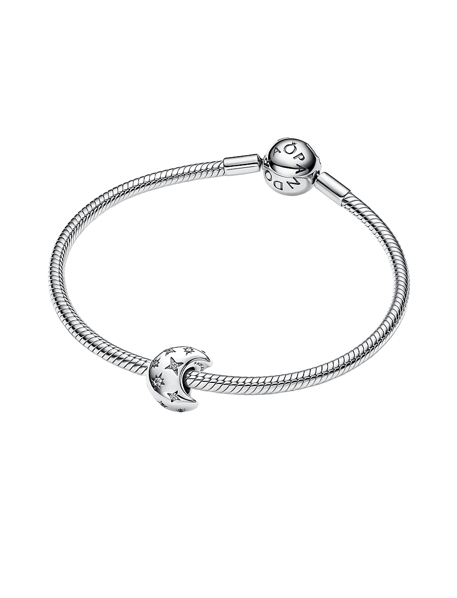 Pandora - Moon sterling silver charm with clear cubic zirconia - vedhæng - clear - 3