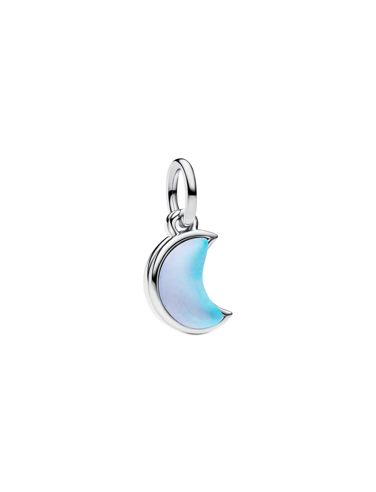 Pandora Moon sterling silver double dangle with moonstone iridescent glass - Charms - WHITE / silver