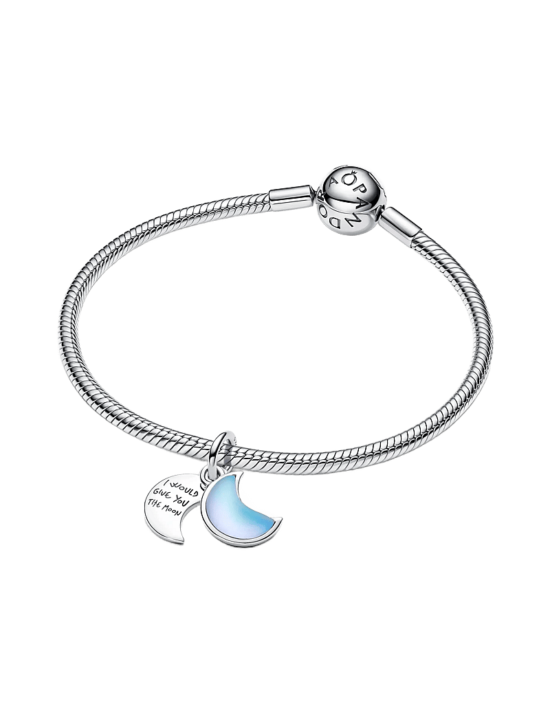 Pandora - Moon sterling silver double dangle with moonstone iridescent glass - white - 3